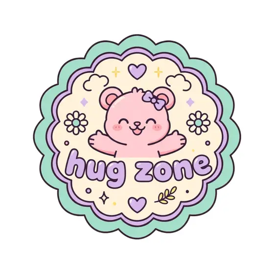 Pink Bear Bow Hug Zone Badge