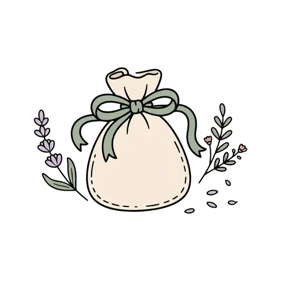 Cream Sachet With Sage Bow