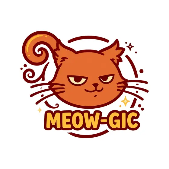 Scowling Cat With Swirl Tail Meow-gic