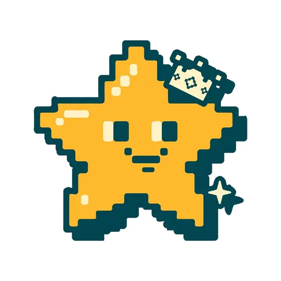 Smiling Pixel Star With Crown