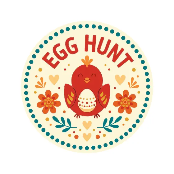 Red Bird Hugging Painted Egg