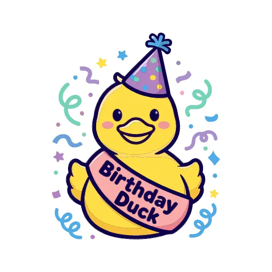 Front-Facing Birthday Duck with Party Hat