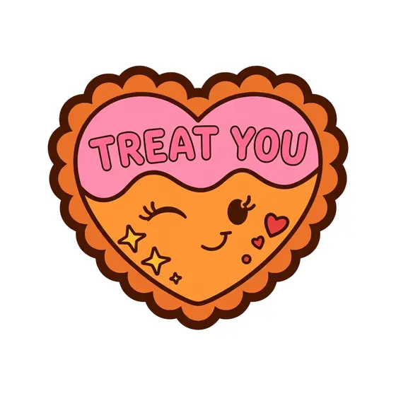 Scalloped Heart Cookie Winking With Sparkles