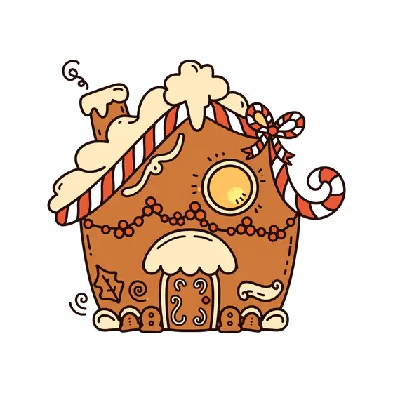 Gingerbread House With Garland and Bow