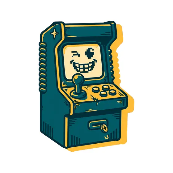Teal Arcade Cabinet With Winking Pixel Face