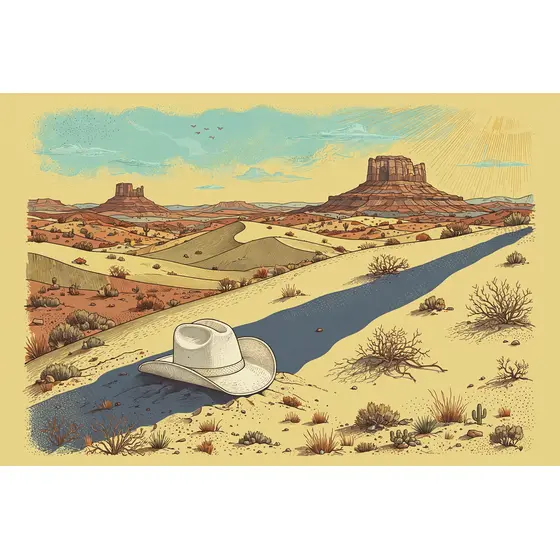 Cream Cowboy Hat on Desert Dune