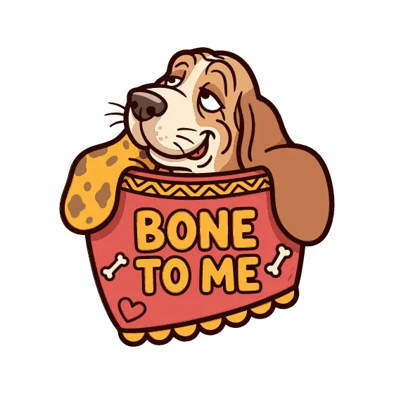 Basset Hound in Red Bone Basket