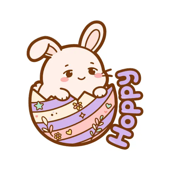 Bunny in Lavender Striped Egg