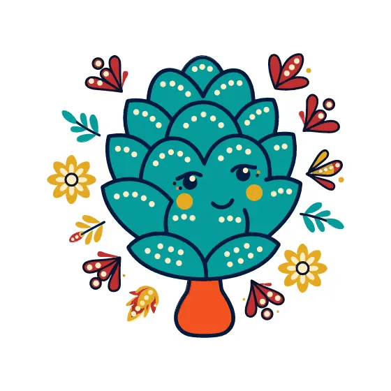 Teal Pinecone With Wide Eyes