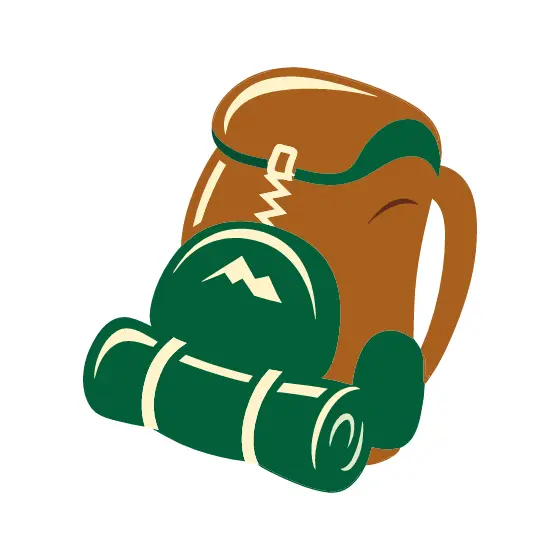 Brown Backpack with Mountain Badge