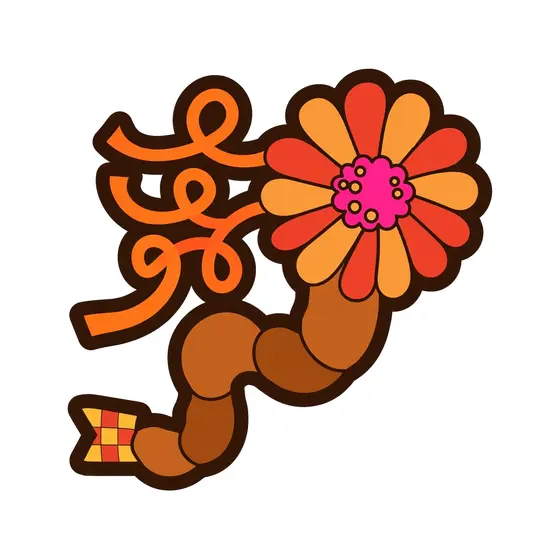 Curled Party Horn With Orange Streamers