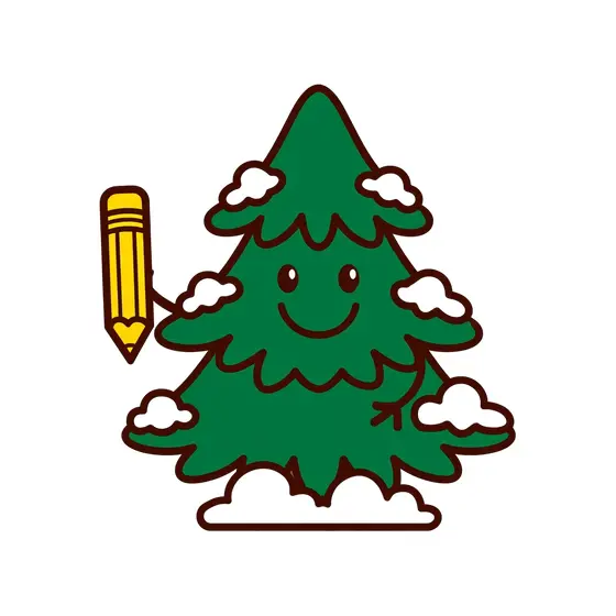 Snowy Pine Tree Holding Pencil