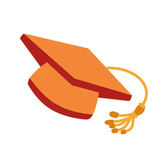 Tilted Orange Graduation Cap With Gold Tassel