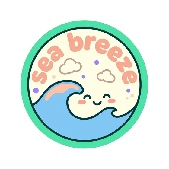 Sea Breeze Round Badge With Wave