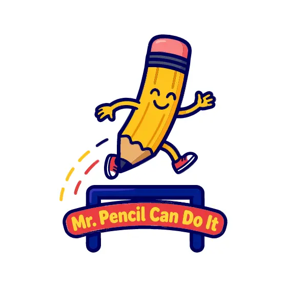 Smiling Pencil Mid-Air Hurdle Jump