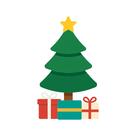 Flat Christmas Tree With Gift Boxes