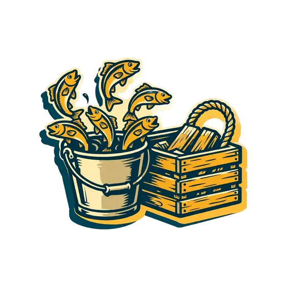 Leaping Minnows Beside Fishing Crate