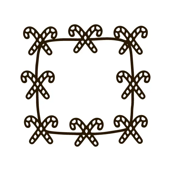 Rounded Square Frame With Candy Canes