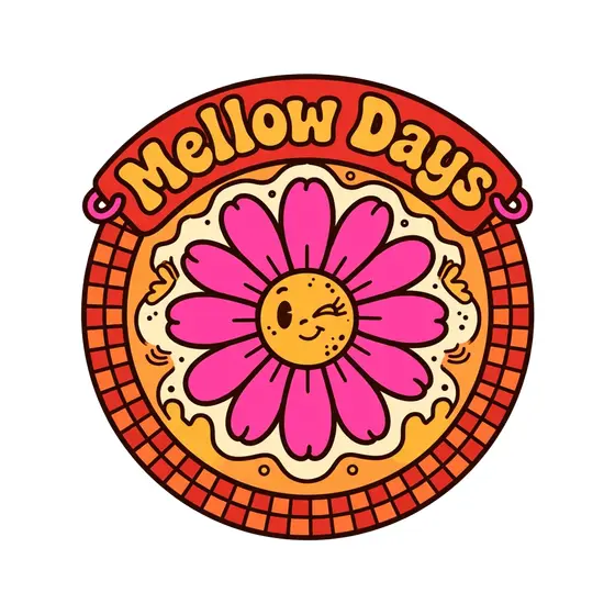 Red Frame Pink Daisy Mellow Days