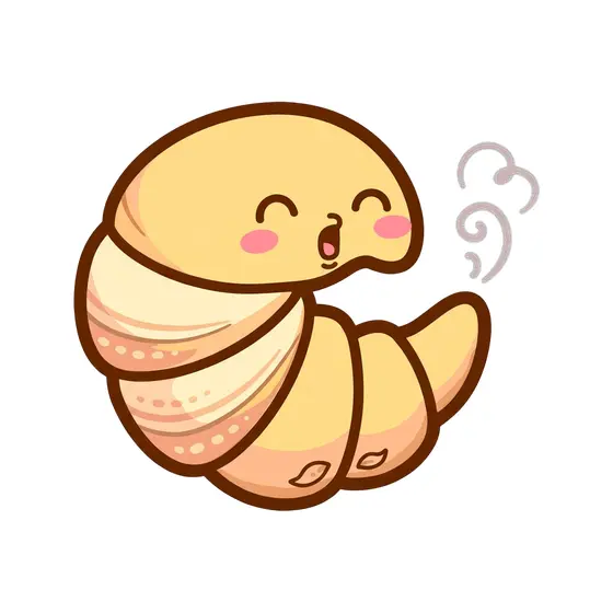 Happy Croissant Character With Open Mouth