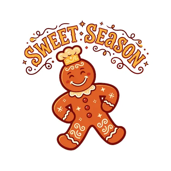 Gingerbread Man With Chef Hat and Bow