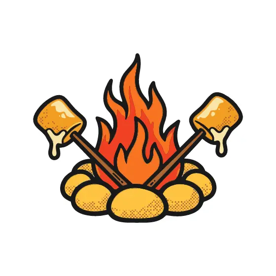 Retro Campfire With Toasted Marshmallows