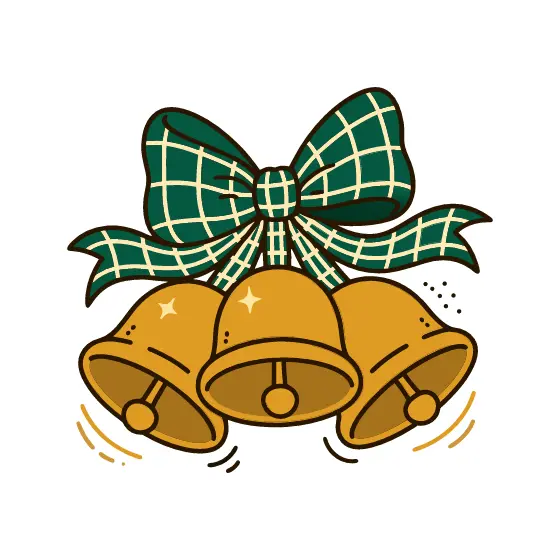 Brass Jingle Bells With Plaid Bow