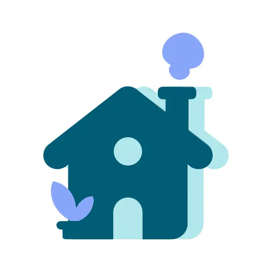 Teal House Icon With Smoke