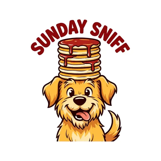 Golden Dog Balancing Pancakes Tongue Out