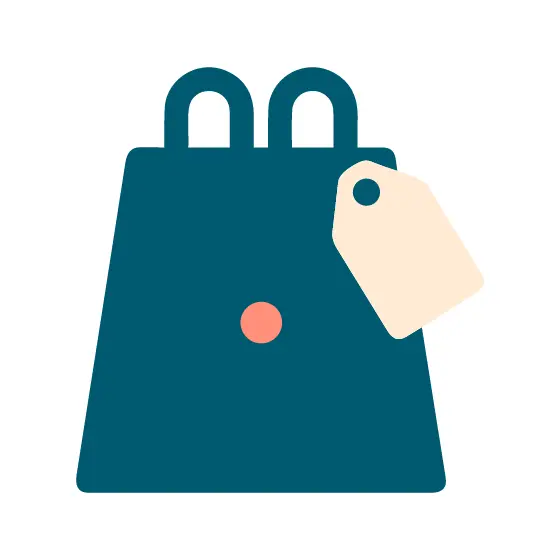 Teal Shopping Bag With Price Tag