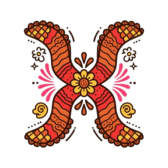 Ornate Crossed Skis With Yellow Daisy