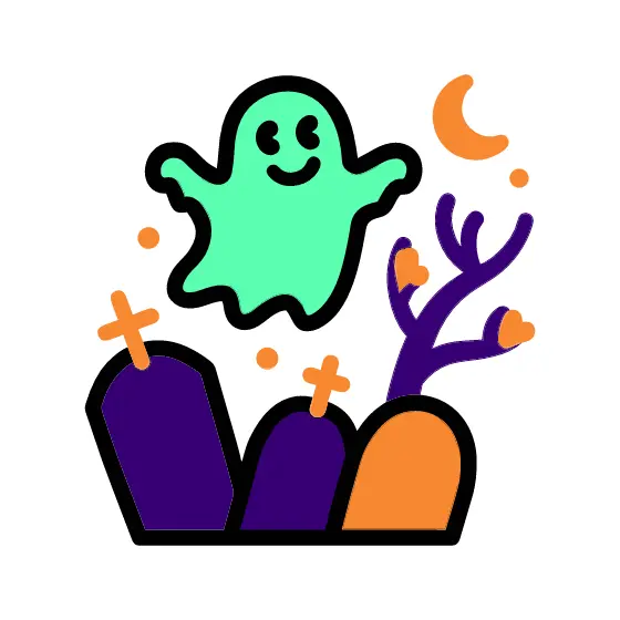 Friendly Ghost Above Graveyard Scene