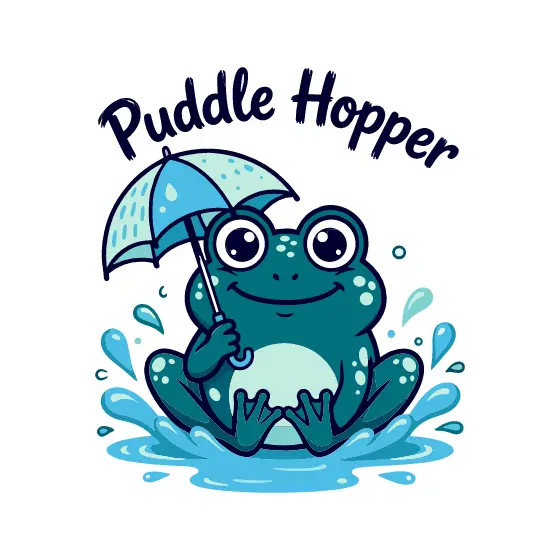 Frog With Umbrella Splashing Puddle