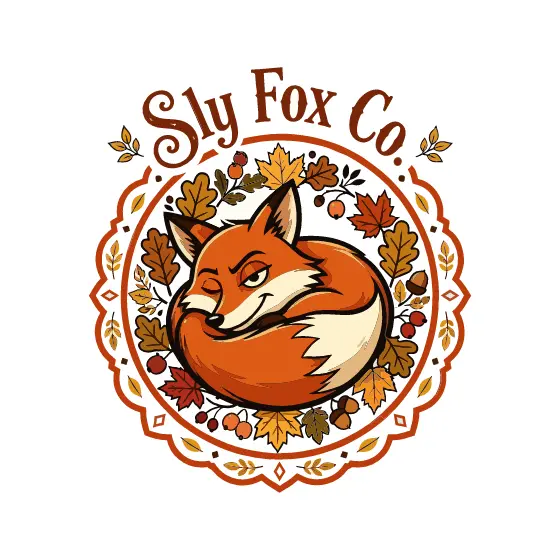 Winking Fox Within Oak Leaf Wreath