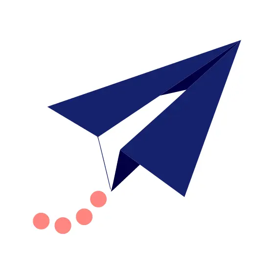 Navy Paper Airplane With Coral Trail