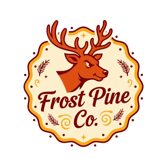 Profile Reindeer Circle Badge Scalloped Edge