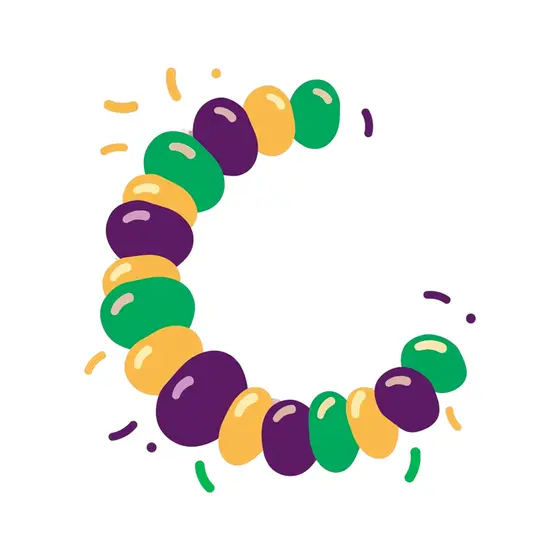 Purple Green and Gold Bead Crescent