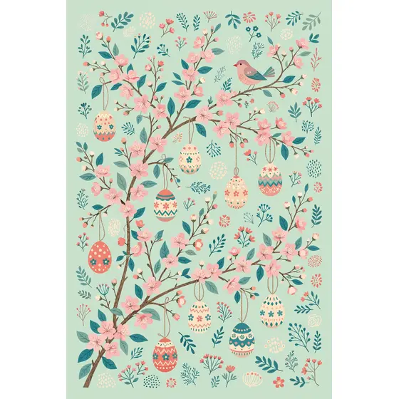 Blush Blossom Branch With Hanging Easter Eggs