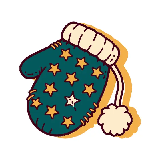 Teal Star Mitten With Pompom