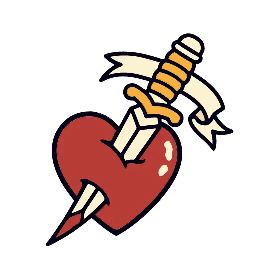 Dagger Through Heart With Banner