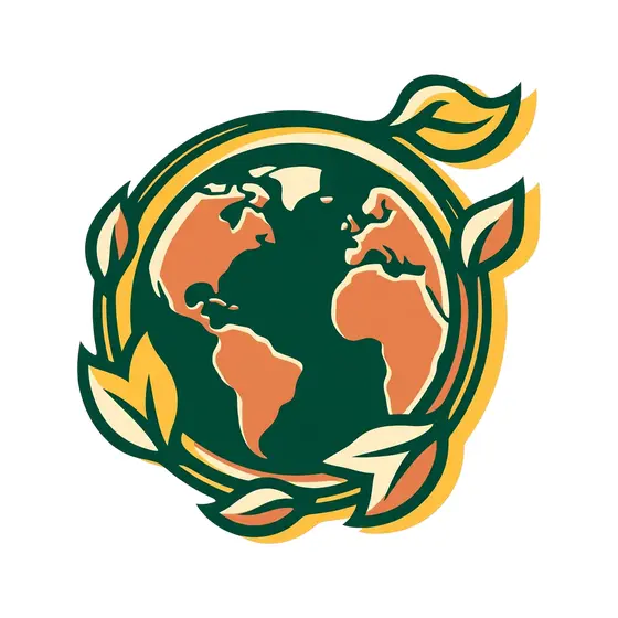 Globe Emblem With Curling Leaf Vine