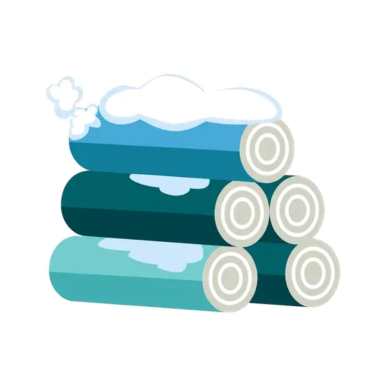 Layered Blue Log Pile Under Snow