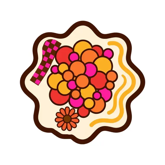 Red and Yellow Bubble Burst Sticker
