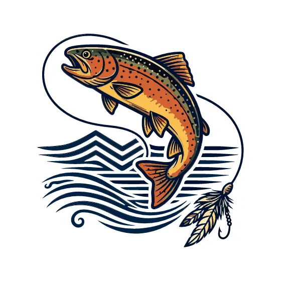 Rainbow Trout Leaping Over Chevron Waves