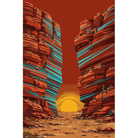 Rust Cliffs Framing Sunset Canyon Gap