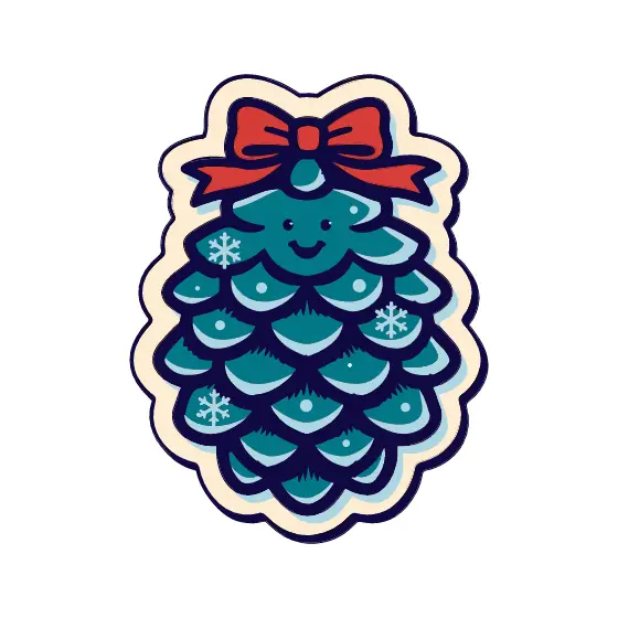 Pine Cone With Red Bow Sticker