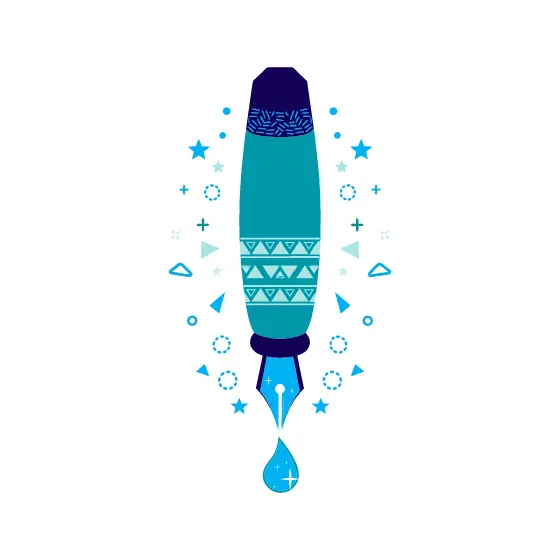 Teal Fountain Pen With Triangle Band
