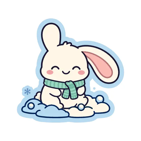 Sitting Bunny in Snow Sticker
