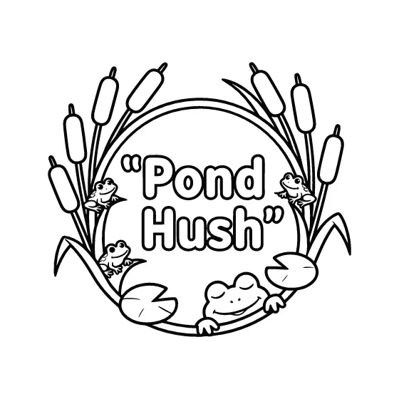 Pond Hush Badge With Three Frogs