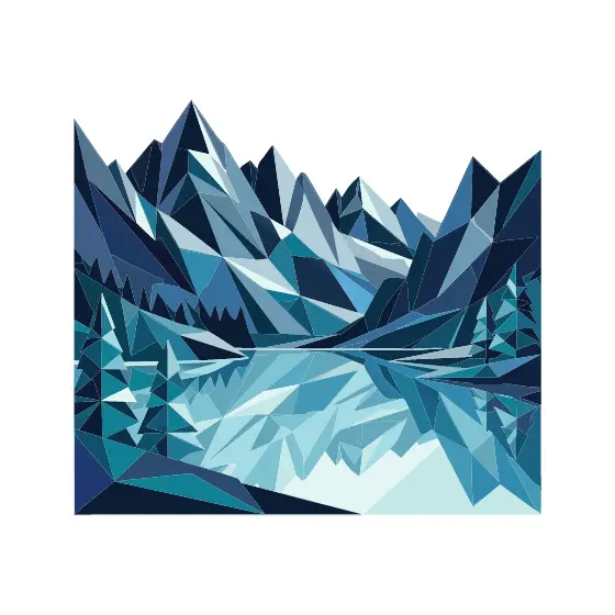 Faceted Mountain Lake Landscape